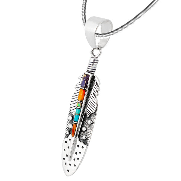 Sterling Silver Feather Pendant Multicolor P3058-C00