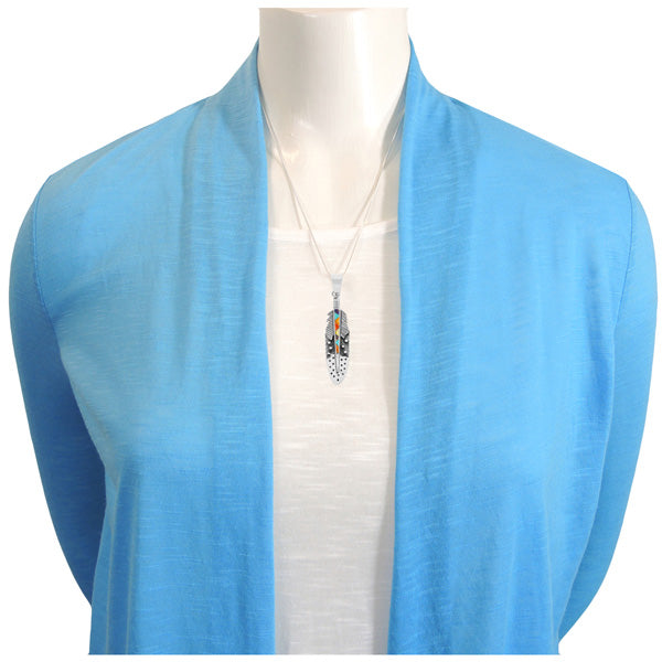 Feather Purple Turquoise Pendant Sterling Silver P3058-C07