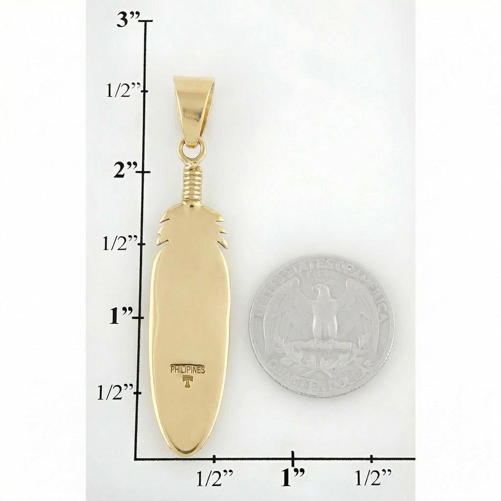 Multi Gemstone Feather Pendant GoldCopper™ P3058-GB-C00