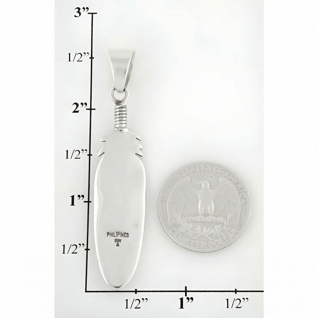 Multi Gemstone Feather Pendant SilverBronzé P3058-SB-C00