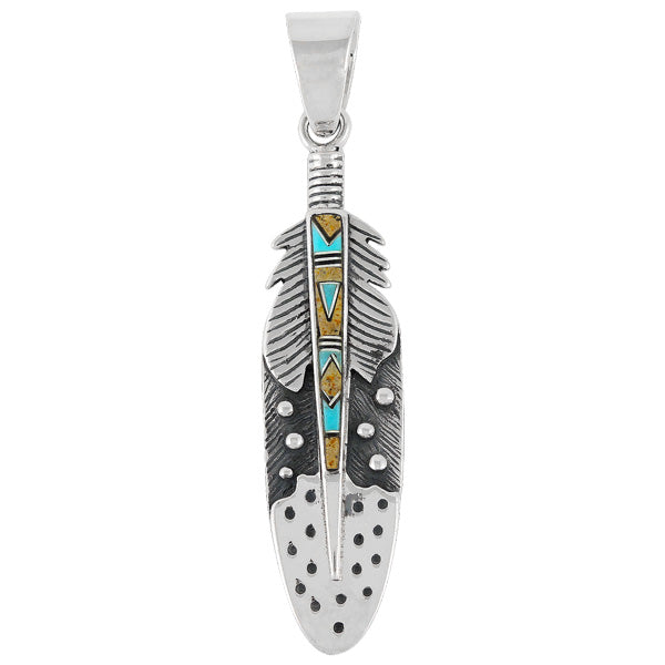 Feather Tiger Eye Gemstone Pendant Sterling Silver P3058-C04