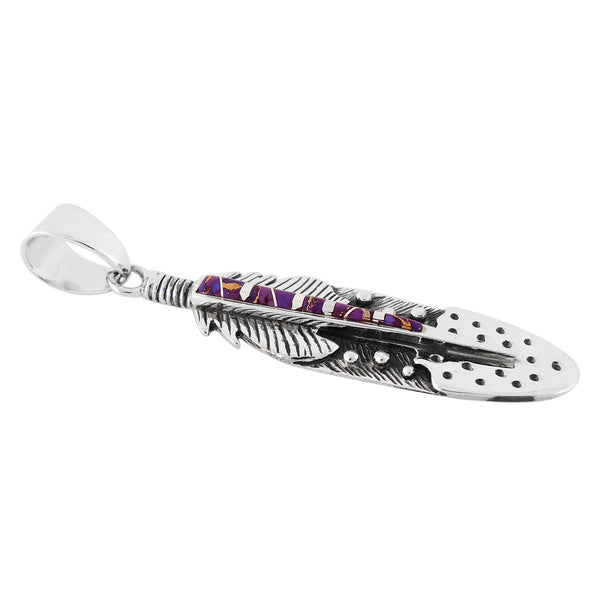 Feather Purple Turquoise Pendant Sterling Silver P3058-C07