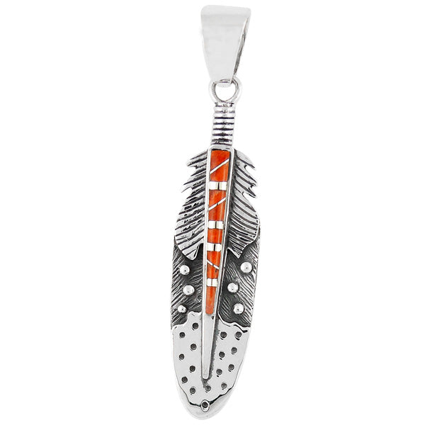 Feather Spiny Oyster Pendant Sterling Silver P3058-C08
