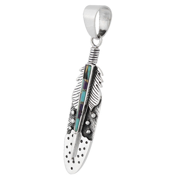 Feather Multicolor Pendant Sterling Silver P3058-C38