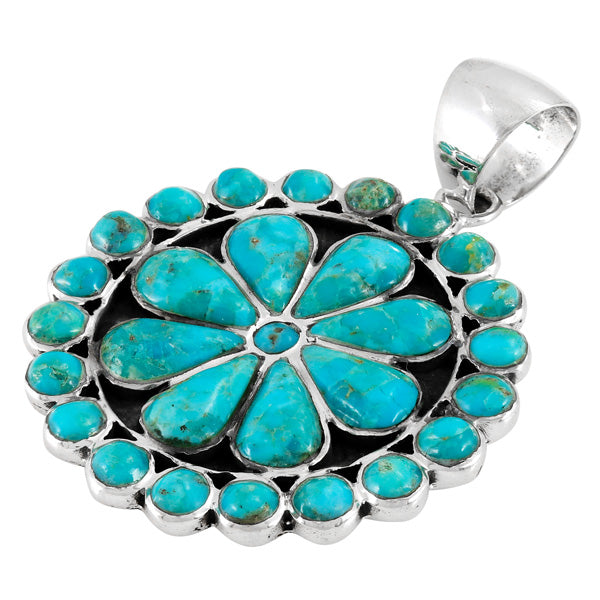 Sterling Silver Flower Pendant Turquoise P3060-C75