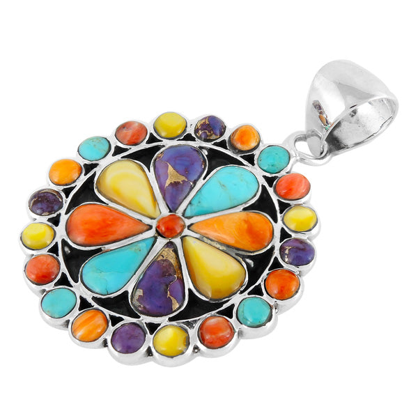 Sterling Silver Flower Pendant Multicolor P3060-C71