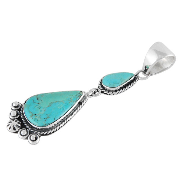 Sterling Silver Dangle Pendant Turquoise P3061-C75