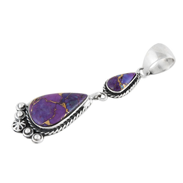 Sterling Silver Dangle Pendant Purple Turquoise P3061-C77