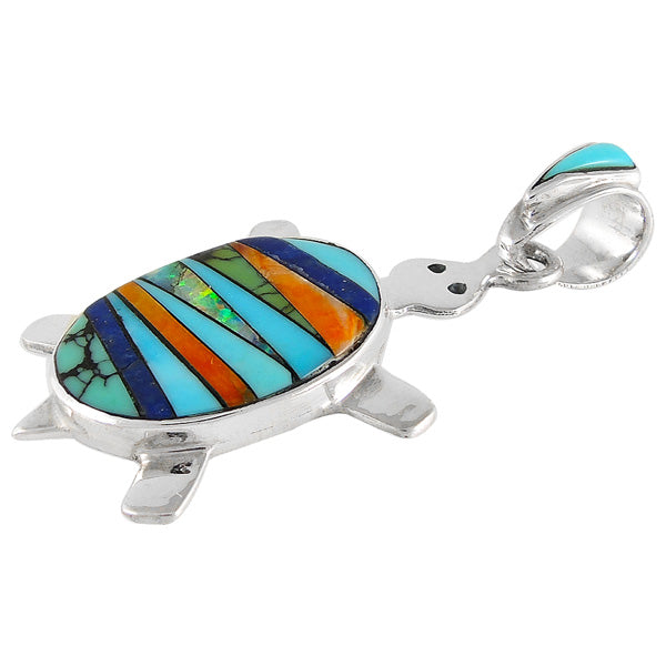 Turtle Multicolor Pendant Sterling Silver P3069-C00