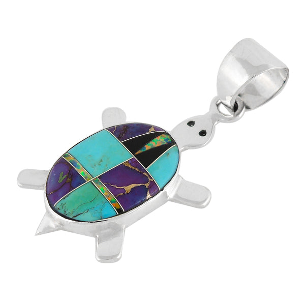 Turtle Multicolor Pendant Sterling Silver P3069-C38
