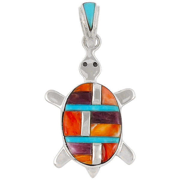 Turtle Multicolor Pendant Sterling Silver P3069-C51