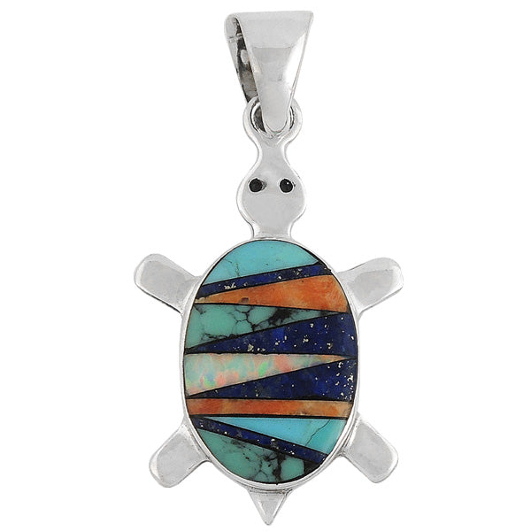 Turtle Multicolor Pendant Sterling Silver P3069-C00