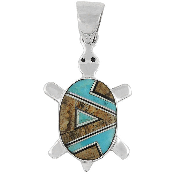 Turtle Tiger Eye Gemstone Pendant Sterling Silver P3069-C04