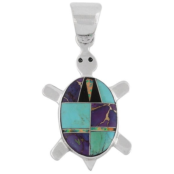 Turtle Multicolor Pendant Sterling Silver P3069-C38