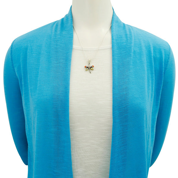 Mult Gemstone Mini Dragonfly Pendant Sterling Silver P3071-SM-C00