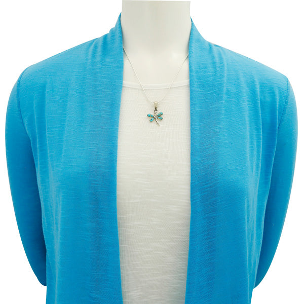 Turquoise Mini Dragonfly Pendant Sterling Silver P3071-SM-C21