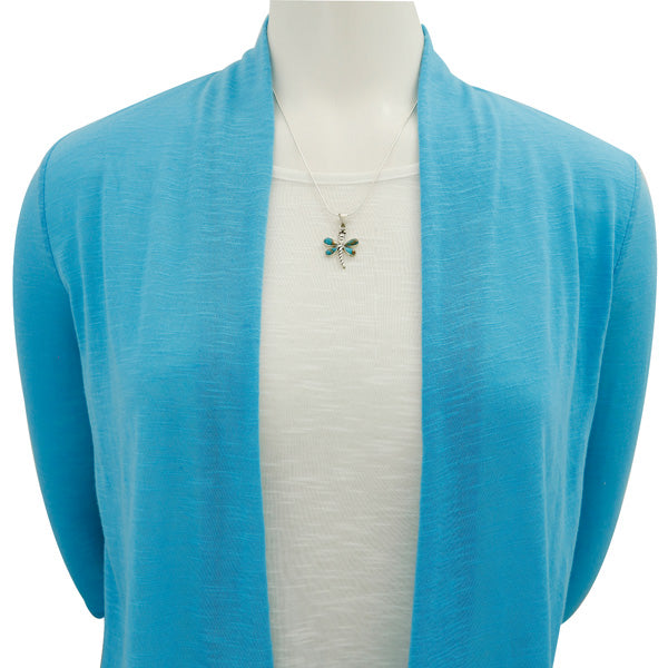 Matrix Turquoise Mini Dragonfly Pendant Sterling Silver P3071-SM-C84