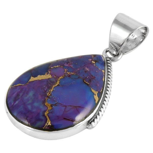 Sterling Silver Pendant Purple Turquoise P3075-BAIL-C77