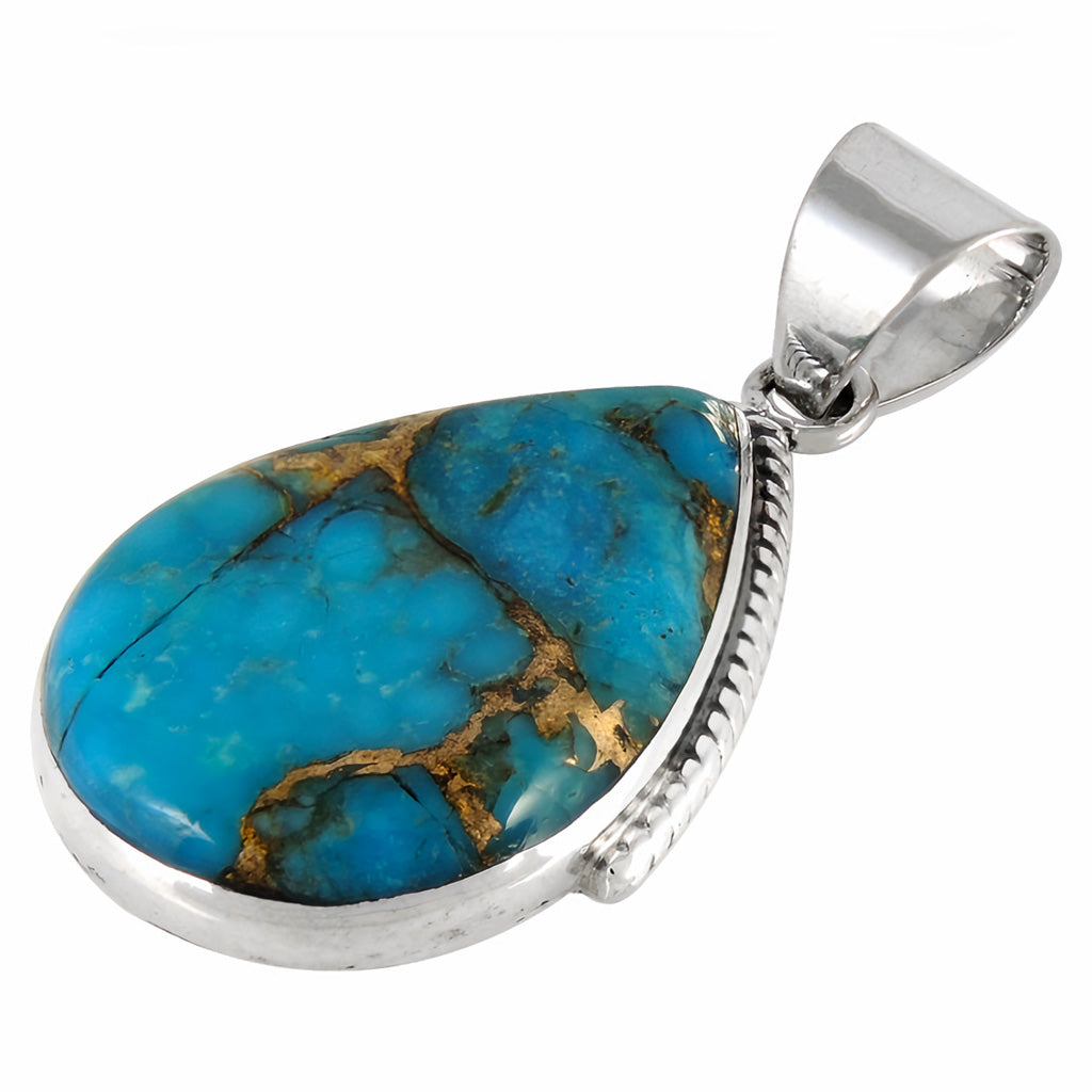 Matrix Turquoise Pendant SilveryCopper™ P3075-BAIL-SB-C84