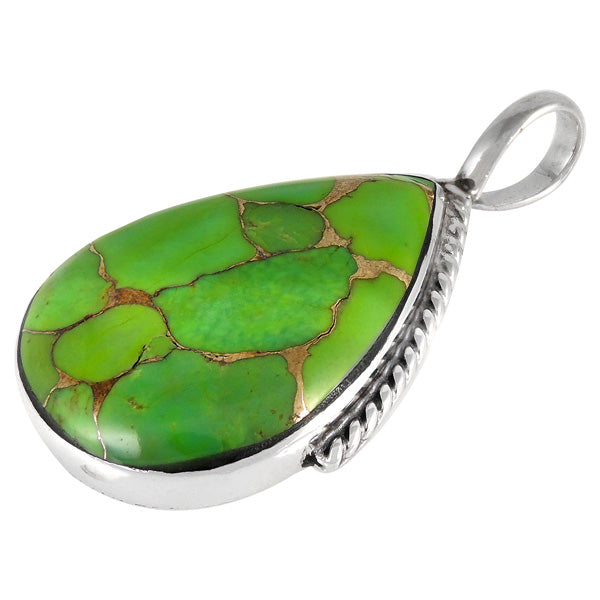 Green Turquoise Pendant Sterling Silver P3075-C76