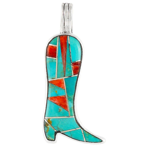 Cowgirl Boots Multicolor Pendant Sterling Silver P3079-C46