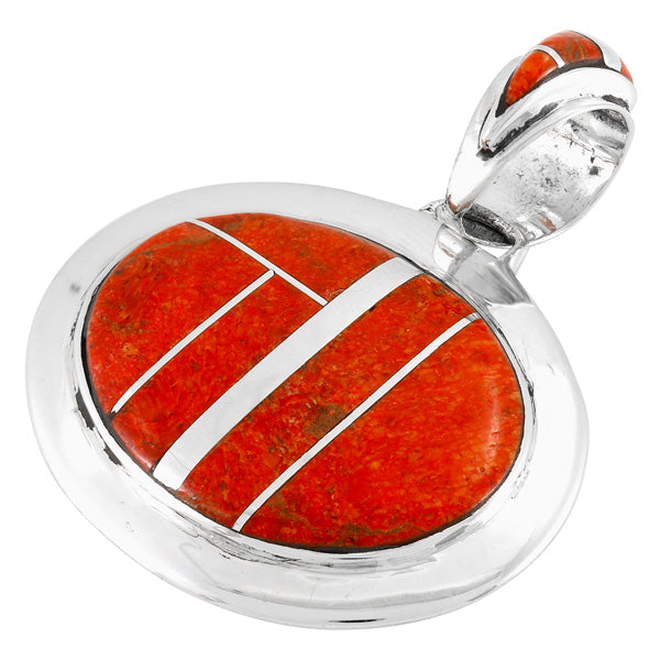 Coral Pendant Sterling Silver P3082-LG-C74