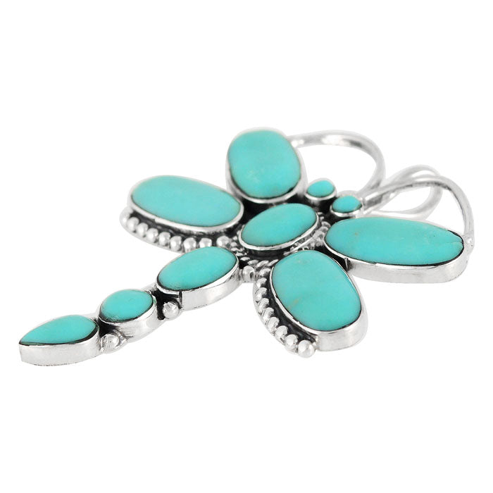 Sterling Silver Dragonfly Pendant Turquoise P3083-C75