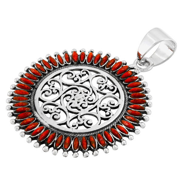 Coral Pendant Sterling Silver P3085-C74