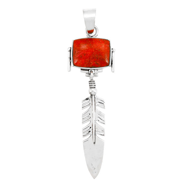 Coral Feather Pendant Sterling Silver P3087-C74