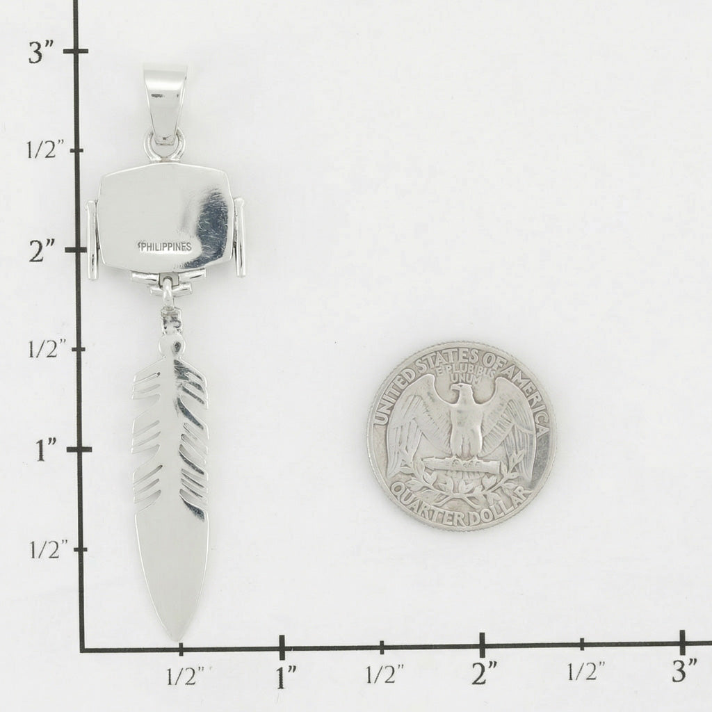 Feather Turquoise Pendant SilveryCopper™ P3087-SB-C75