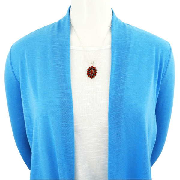 Coral Pendant Sterling Silver P3099-C74