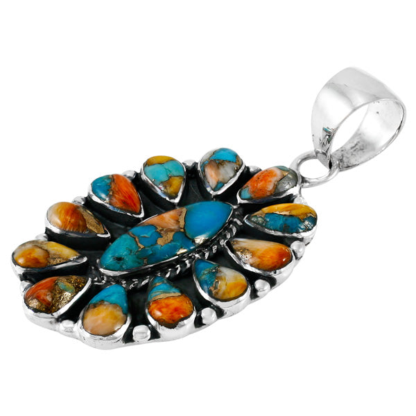 Spiny Turquoise Pendant Sterling Silver P3099-C89