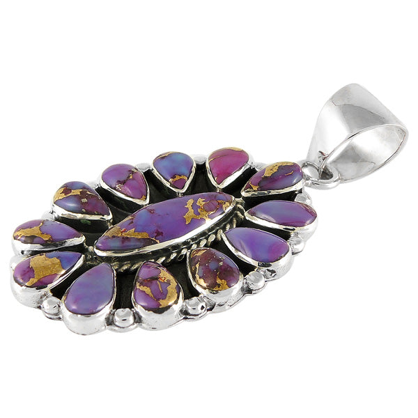 Sterling Silver Pendant Purple Turquoise P3099-C77