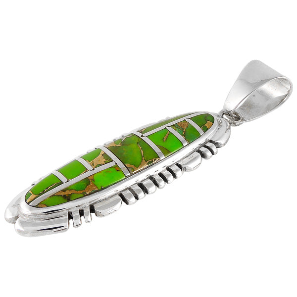 Green Turquoise Pendant Sterling Silver P3100-C06