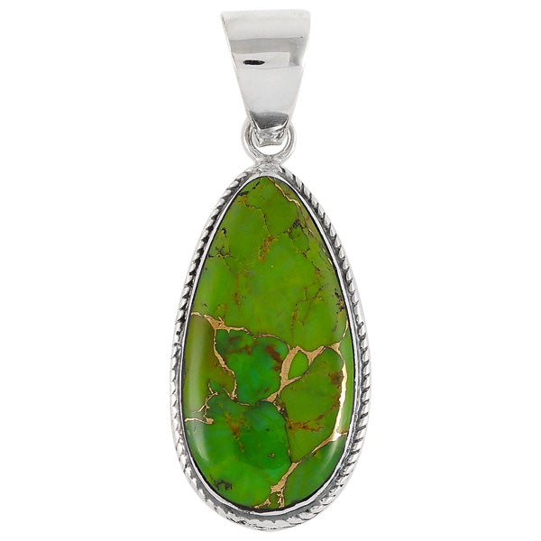 Green Turquoise Pendant Sterling Silver P3103-C76