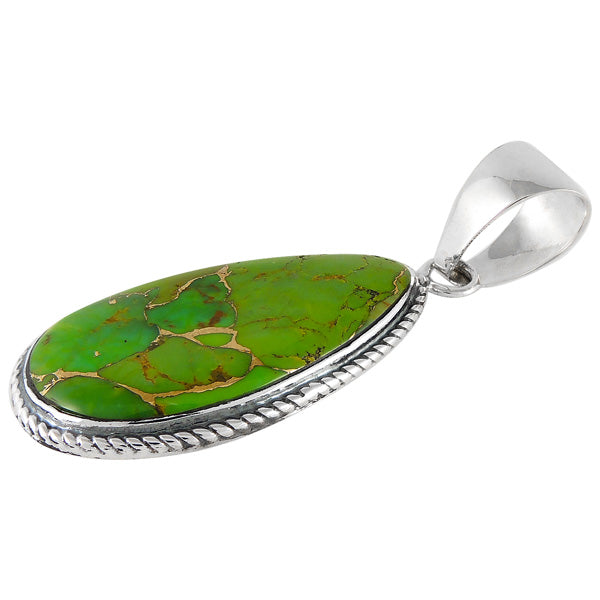 Green Turquoise Pendant Sterling Silver P3103-C76
