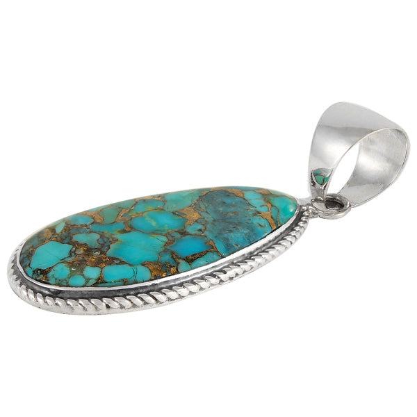 Matrix Turquoise Pendant Sterling Silver P3103-C84