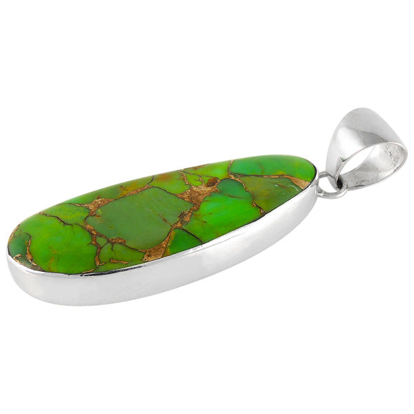 Green Turquoise Pendant Sterling Silver P3104-C76