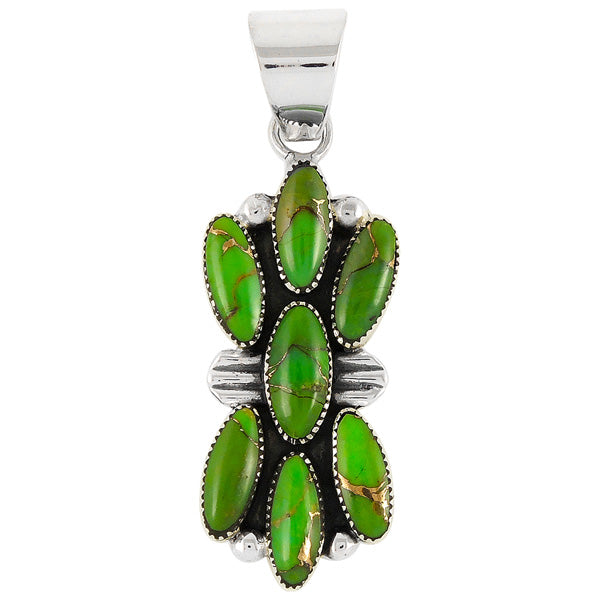 Green Turquoise Pendant Sterling Silver P3105-C76