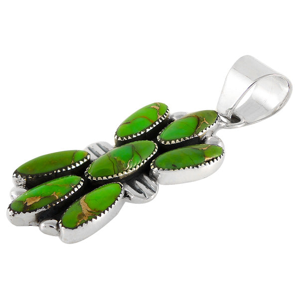 Green Turquoise Pendant Sterling Silver P3105-C76