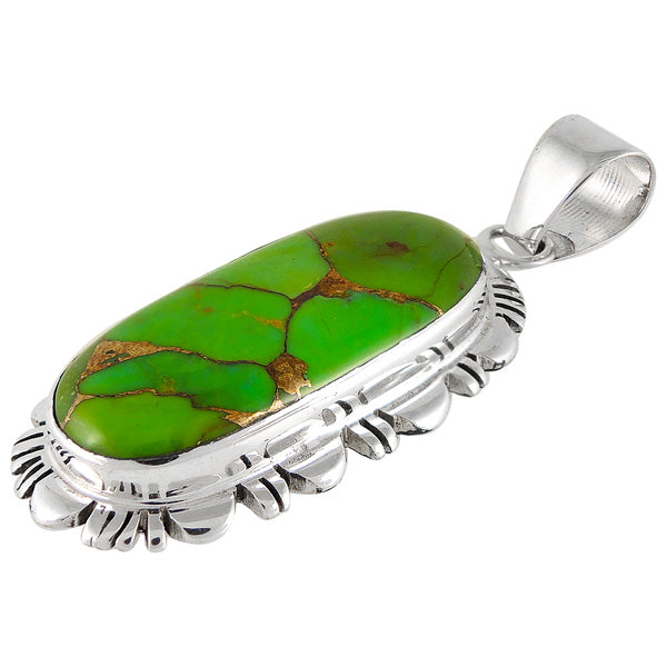 Green Turquoise Pendant Sterling Silver P3106-C76