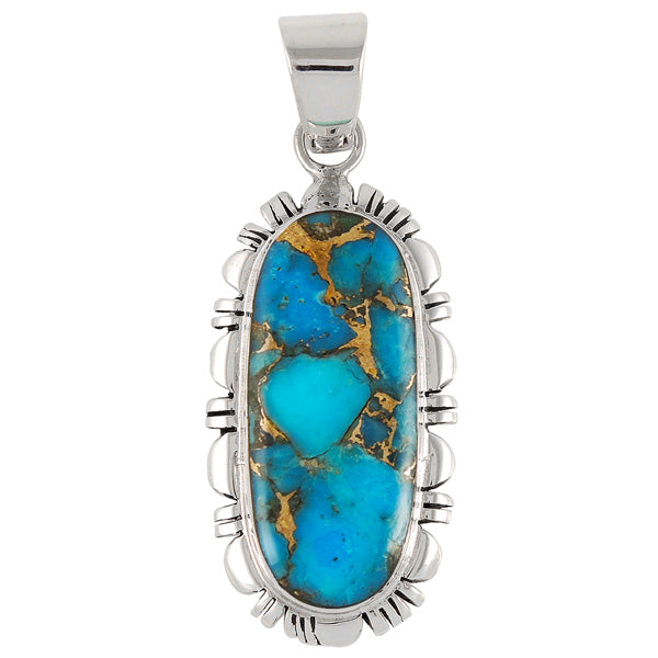 Matrix Turquoise Pendant Sterling Silver P3106-C84