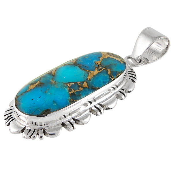 Matrix Turquoise Pendant Sterling Silver P3106-C84