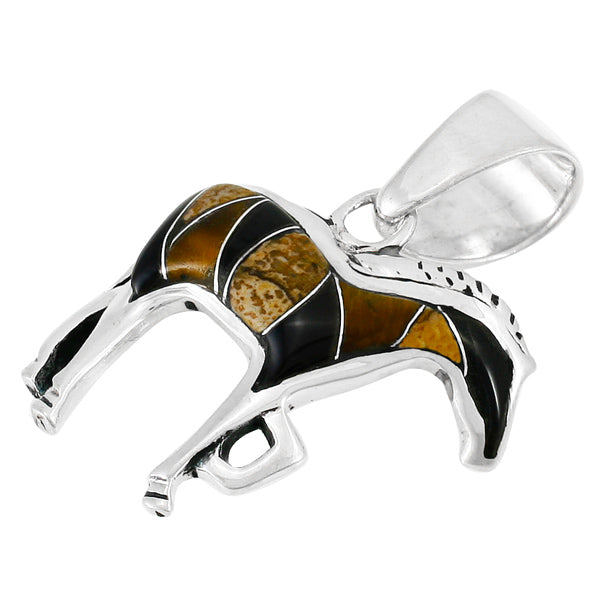 Tigers Eye Horse Pendant Sterling Silver P3109-C33