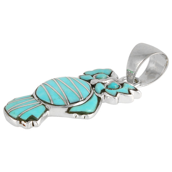 Owl Turquoise Pendant Sterling Silver P3110-C05