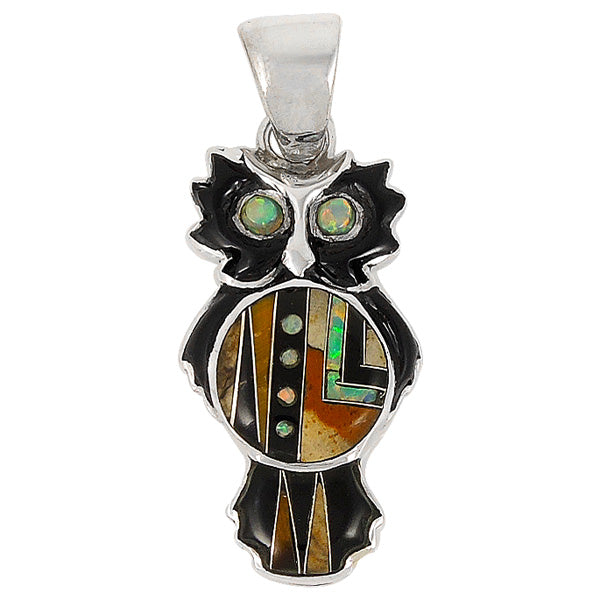 Owl Tiger Eye Gemstone Pendant Sterling Silver P3110-C34
