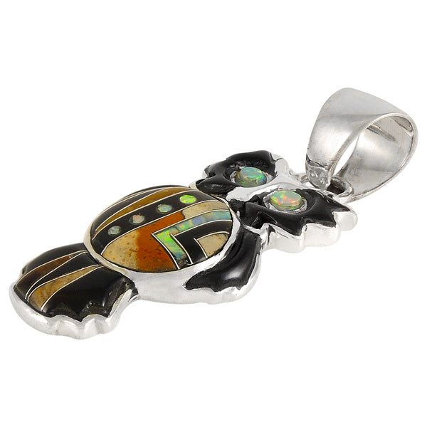 Owl Tiger Eye Gemstone Pendant Sterling Silver P3110-C34