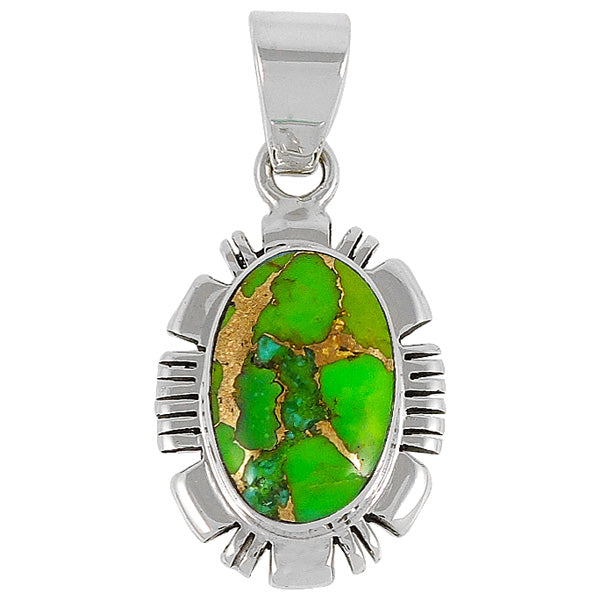Green Turquoise Pendant Sterling Silver P3113-C76