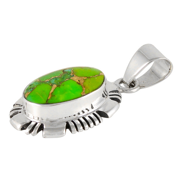 Green Turquoise Pendant Sterling Silver P3113-C76