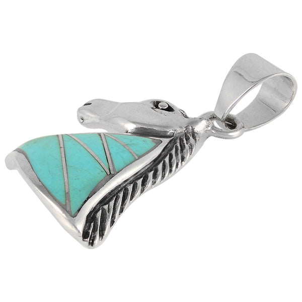 Horse Turquoise Pendant Sterling Silver P3114-C05